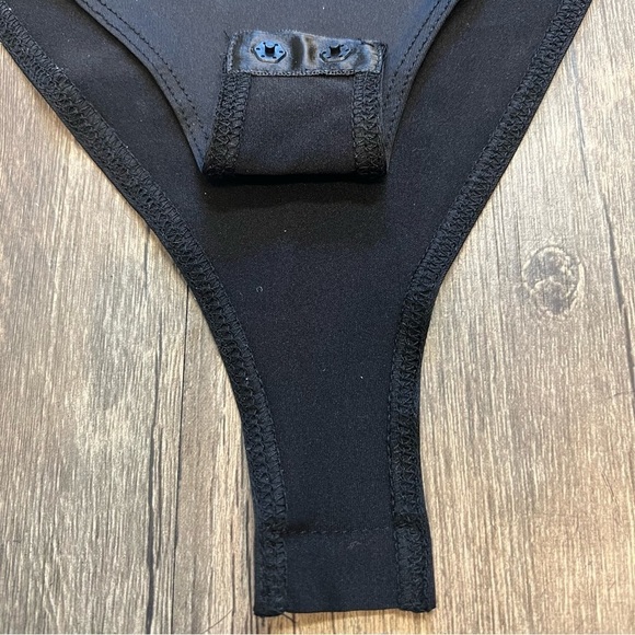 Zara Black V Neck Bodysuit Strappy Sheer Cutout Snaps Closure Evening Size S - Picture 7 of 12